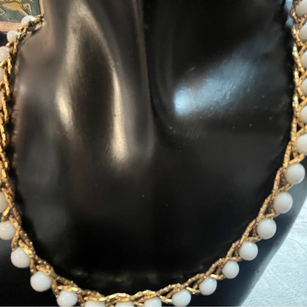 Monet Gold and white beads necklace 16 inch